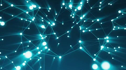 Abstract connection dots. Technology background. Digital drawing blue them... Foto stock