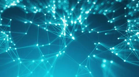 Abstract connection dots. Technology background. Digital drawing blue them... Foto stock