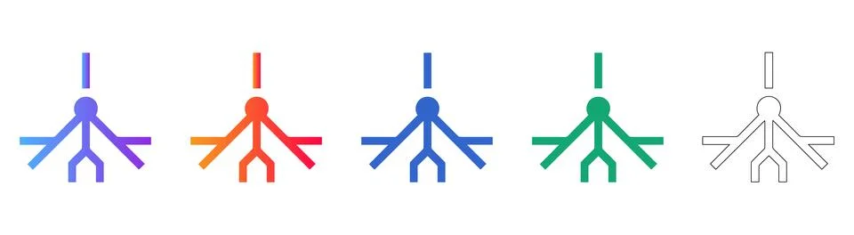 Abstract Connection Flow Icon Set Data Network &amp; Root System Graphic Stock Illustration