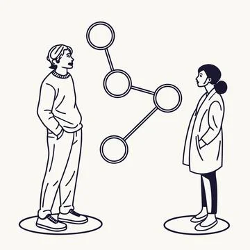 Abstract Connection Icon Linked Minimal Shapes Stock Illustration