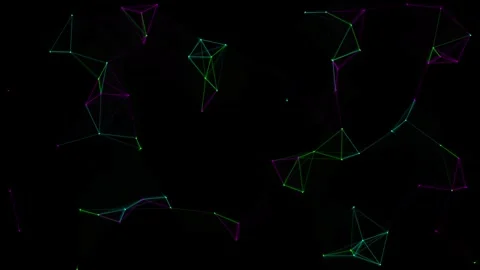 Abstract connection lines and dots structure forming dynamic network on bla.. Video stock 342583214