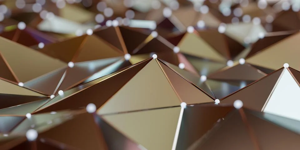 Abstract connection structure with connecting dots and lines - 3d rendering Stock Illustration
