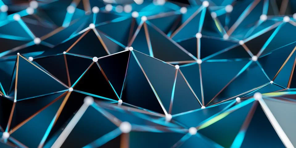 Abstract connection structure with connecting dots and lines - 3d rendering Stock Illustration