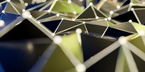 Abstract connection structure with connecting dots and lines - 3d rendering Stock Illustration