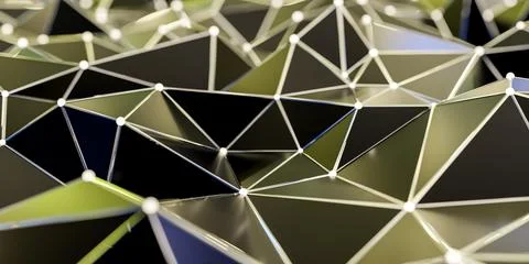 Abstract connection structure with connecting dots and lines - 3d rendering Stock Illustration