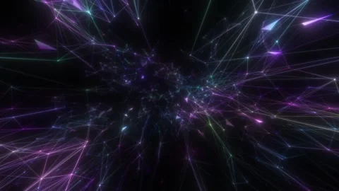 Abstract connection structure of intertwined line segments and shiny triangles Stock Footage 165937236