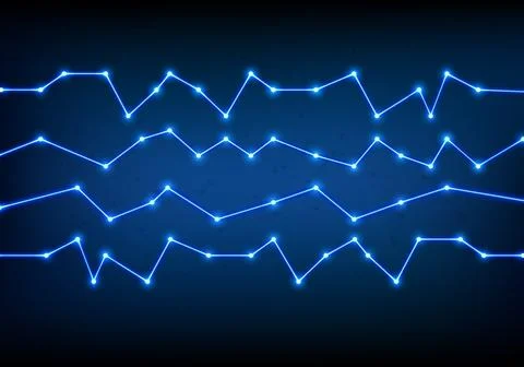 Abstract connections on blue background. Tech concept. Illustrazione stock