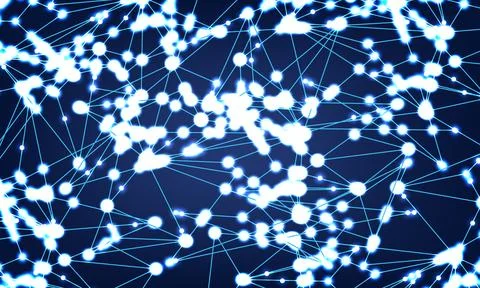 Abstract connections on blue background. Tech concept. Stock Illustration