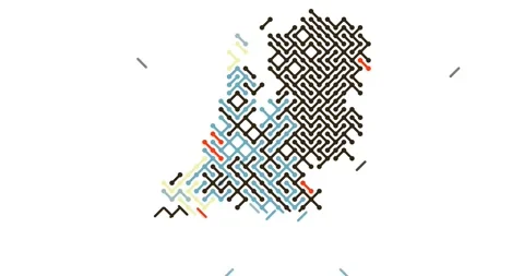 Abstract Connectivity Concept via Netherlands Map Silhouette Stock Footage 326838380