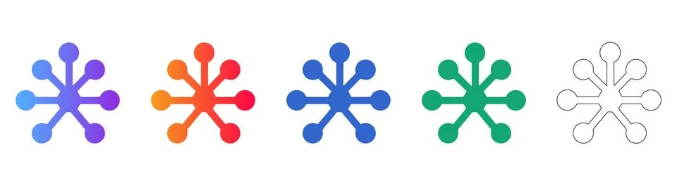 Abstract Connectivity Hub Icon Set Stockillustratie