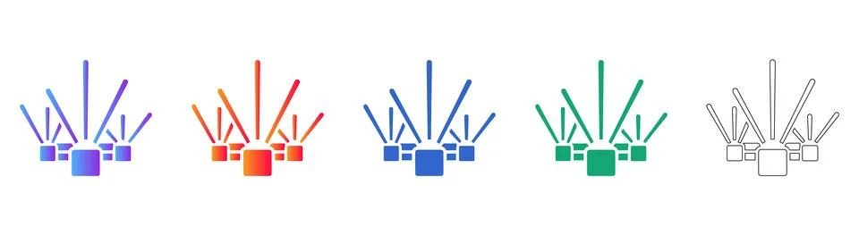 Abstract Connectivity Nodes Icon Set Illustrazione stock
