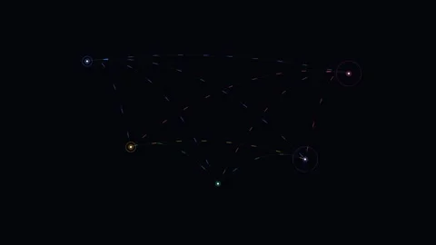 Abstract constellation of colorful glowing points interconnected by light Stock Footage 338311333