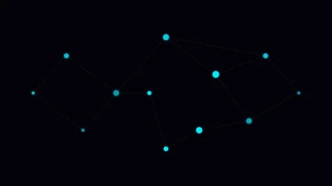 Abstract constellation of glowing blue dots connected by faint dark lines Video stock 338310387