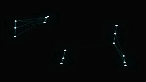 Abstract constellation of glowing white dots connected by thin blue lines Stock Footage 339617530