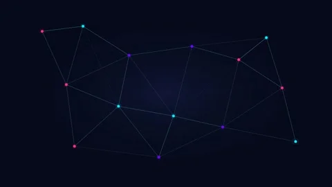 Abstract constellation of interconnected glowing nodes on a dark background Video stock 338309543