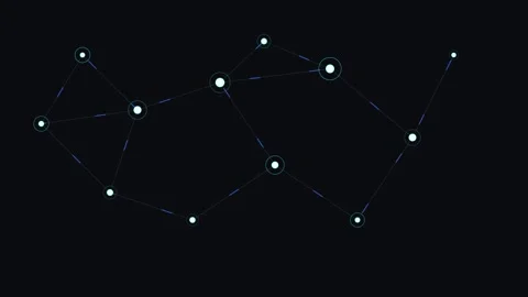 Abstract constellation of interconnected glowing nodes on a dark background Vídeos de archivo 339618568