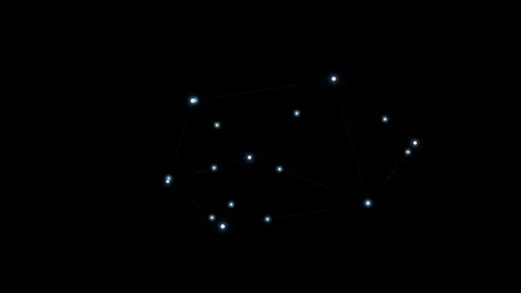 Abstract constellation motion graphic showing interconnected light nodes fl.. Stockbeeldmateriaal 344905777