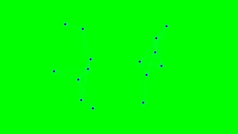 Abstract constellation pattern with connected dots on a vibrant green screen Stock Footage 341824586