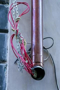 Abstract construction drainpipe in Riga. Stock Photos