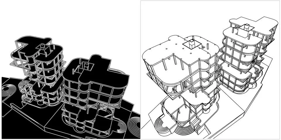 Abstract Construction Structure Vector Stock Illustration