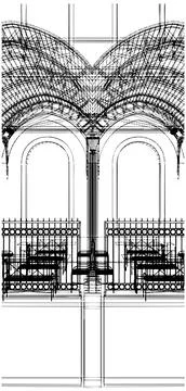 Abstract Constructions Gate And Eaves From Line Vector 스톡 일러스트