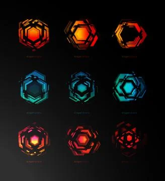 Abstract constructor logo, futuristic technology, icons template. Geometric Illustrazione stock