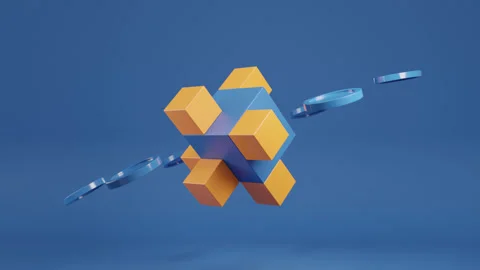 Abstract contemporary 3D composition with realistic geometric objects Stock Footage 339634121
