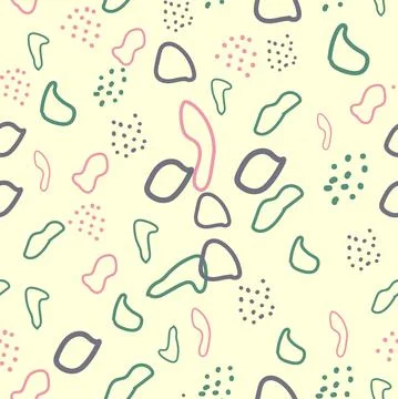 Abstract contemporary modern trendy seamless patterns. Hand drawn various rou Stock Illustration