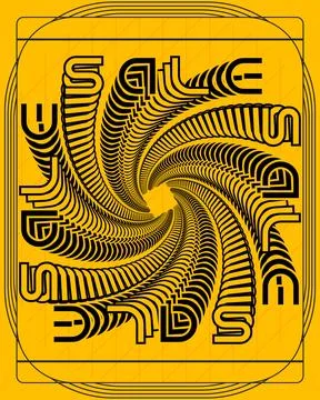 Abstract Contemporary Optical Illusion Text Poster Geometric Pattern Design Illustrazione stock