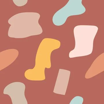 Abstract contemporary seamless pattern. Hand drawn various rounded shapes. Illustrazione stock