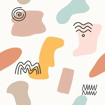 Abstract contemporary seamless pattern. Hand-drawn of various rounded shapes Stock Illustration