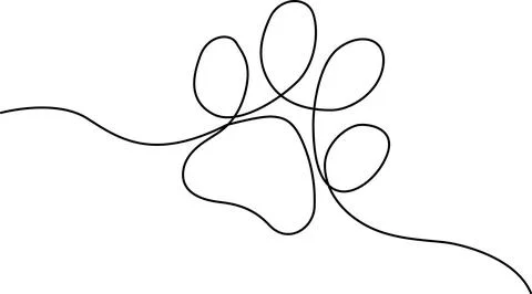 Abstract continuous line drawing of a paw Vector Stock Illustration