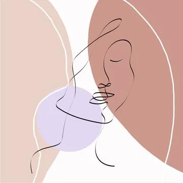 Abstract continuous line drawing of a woman's face. Vector illustration. Stock Illustration