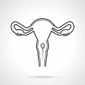 Abstract contour vector icon for fertilization Flat black line vector icon... Stock Photos