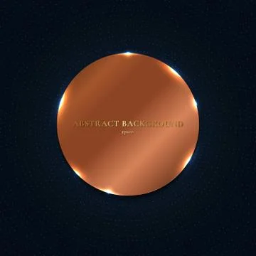 Abstract copper shiny metallic circle with particles elements on dark blue ba イラスト素材