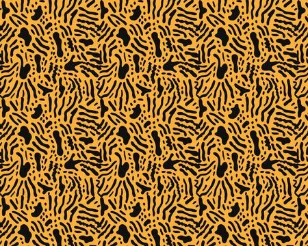 Abstract Coral Pattern in Orange and Black on Textured Background Stock Illustration
