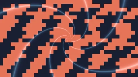 Abstract Coral Pixel Pattern With Glowing Curves Stock Footage 340599903