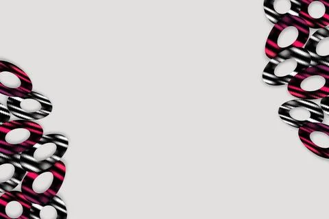 Abstract Corner Border Background with Textured Pink and Black Oval Rings Stock Illustration