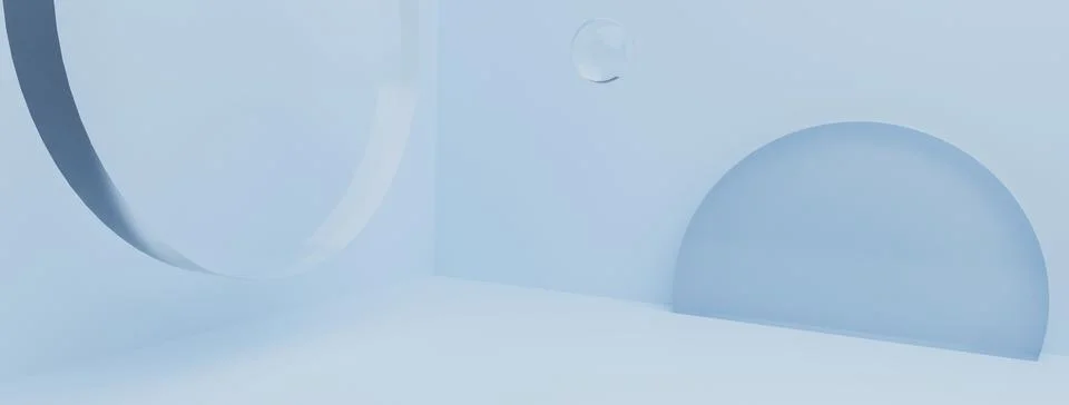 Abstract corner composition with geometric transparent glass figures podium and 스톡 일러스트