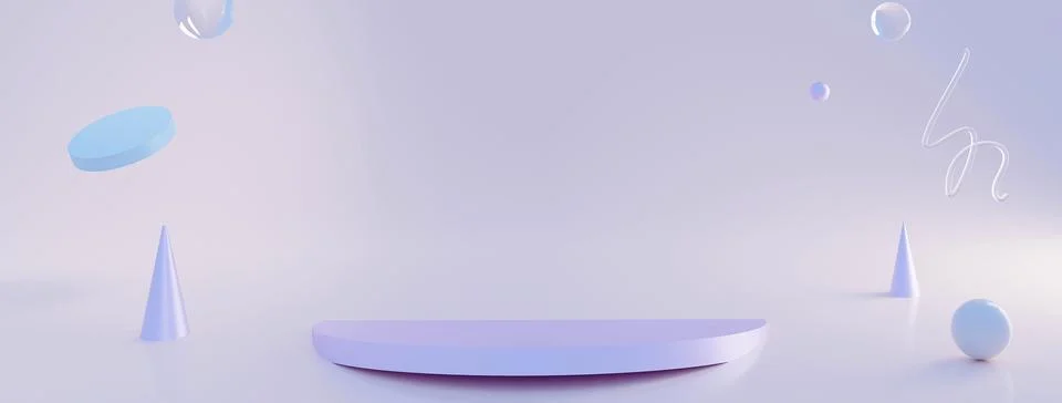 Abstract corner composition with geometric transparent glass figures podium and Stock Illustration