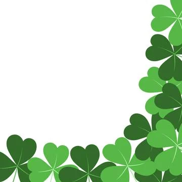 Abstract corner frame border with shamrocks in trendy green. Copyspace. Design Stock Illustration