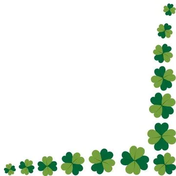 Abstract corner frame of clover leaves with 4 petals. Stock Illustration