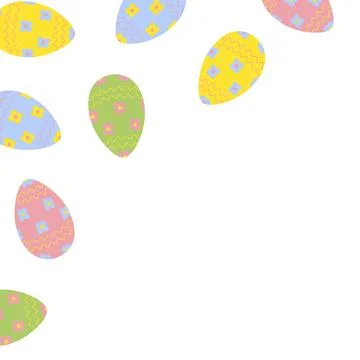 Abstract corner frame of Ester Eggs with top border in trendy soft hues. Copy 스톡 일러스트