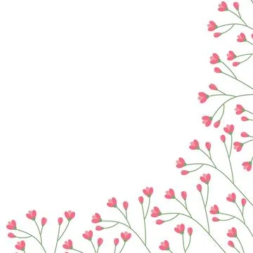 Abstract corner frame of flowering branches in trendy soft hues. Design concept Stock Illustration