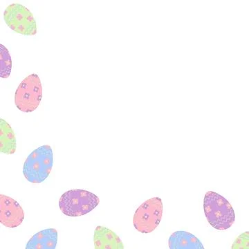 Abstract corner frame of painted Easter Eggs in trendy soft shades. Easter 库存插图
