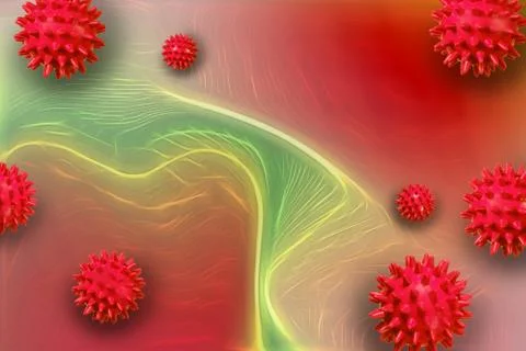 Abstract coronavirus molecule on red background. Coronavirus concept. Stock Illustration