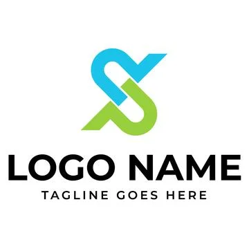 Abstract corporate logo template featuring interlocking blue and green curv.. 스톡 일러스트