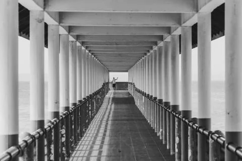 Abstract corridor in black and white colours Stock Photos