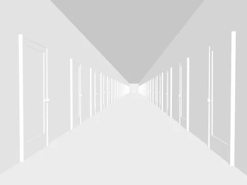 Abstract corridor with the closed doors Stock Illustration