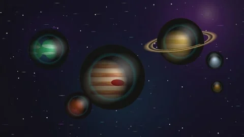 Abstract Cosmic Alignment Gravitational Flow Dynamics Seamless Lo Video stock 340875516